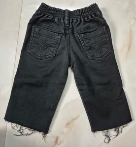 Gray Denim Shorts with "Original" Print