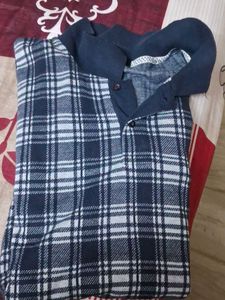 Men's Blue Plaid Collared Shirt