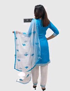 Teal Embroidered Kurti Set