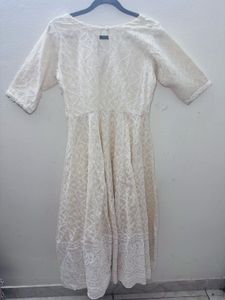Aacho White Dress With Dupatta