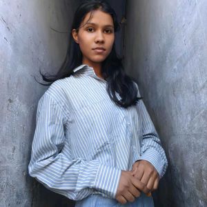 Stylish Blue Striped Cotton Shirt for Girls 👕✨ Co
