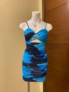 Blue Abstract Bodycon Mini Dress