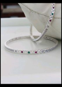 Beautiful Silver Bangles with Gemstones