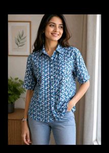 Stylish Blue Floral Print Shirt