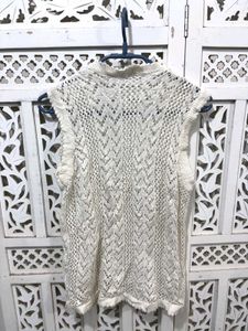 💝Chic White Crochet Knit Vest C