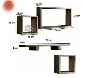 Set of 3 Wooden Display Shelves