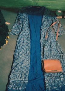 Elegant Blue Printed Kurta with Jacket