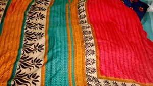 Vibrant Pink Saree with Floral Border