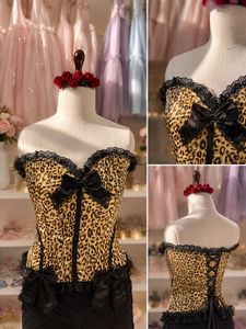 Leopard Print Corset Top with Bows