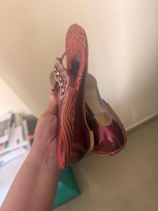 Embellished Red Ethnic Flip Flops