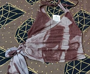 Stylish Brown Halter Neck Top