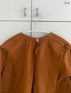 Uniqlo Brown Gathered Neck Top