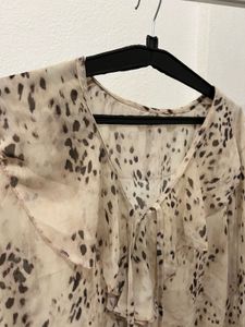 Chic Ruffle Blouse with Animal Print