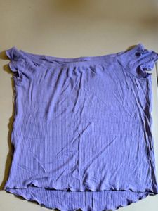 Lilac Off-Shoulder Ribbed Top