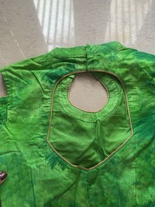 Green Printed Cold Shoulder Blouse