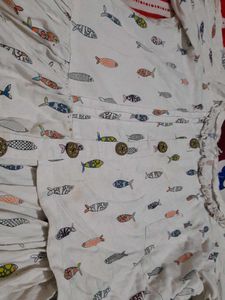 Cute Fish Print White kurti