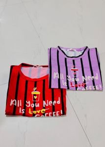 Striped Coffee Graphic T-Shirts (Set of 2)