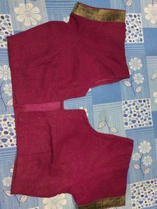 Maroon Blouse with Golden Border