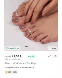 Pure 925 Silver Toe Rings