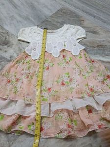 Girls Floral Print Lace Dress