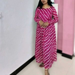 Stunning Pink Leheriya Kurti