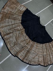 60 lines black chaniya golden mirror work blouse