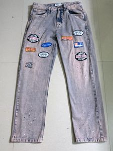 Retro Washed Patch Jeans