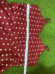 Maroon Polka Dot Wrap Dress