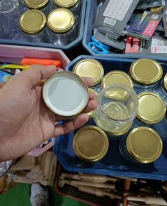 3 piece Glass Jar with Golden Lid