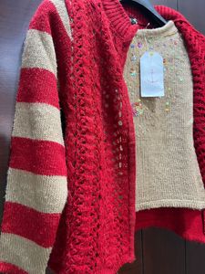 Red Zip-Up Cardigan