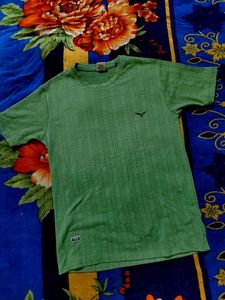 Men's Green Textured T-Shirt