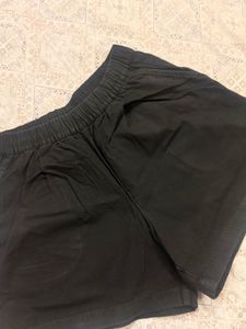 Black Elastic Waist Shorts