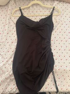 Silk black dress - adjustable strap Size- Medium