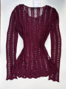 Burgundy Crochet Knit Top