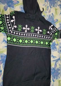 Patterned Black Hoodie