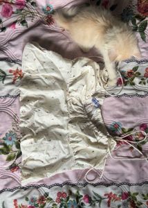 Cream Floral Ruched Top