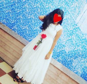 Elegant White Gown with Rose Detail
