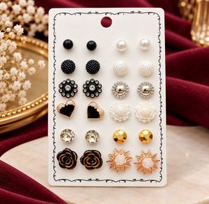 Set of 12 Pairs Stud Earrings