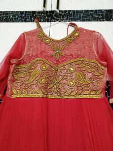 Elegant Red Embroidered Gown