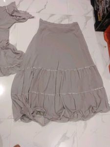 Beautiful grey Festive Dress &amp; Bottom Set