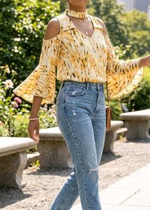 Stylish Tie-Dye Cold Shoulder Top