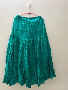 Flowy Tiered Teal Maxi Skirt