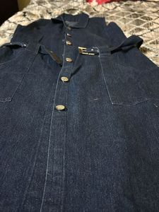 Sleeveless Denim Button-Up Dress with Belt