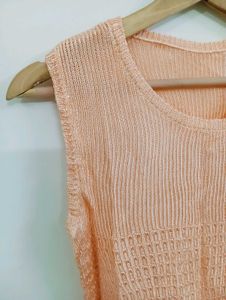 Peach Knit Sleeveless Top