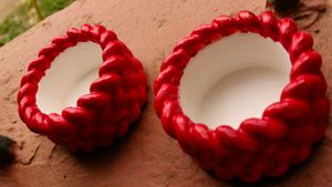 Decorative Red Braided Candles