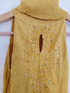 Mustard Yellow Embellished Sleeveless Tunic