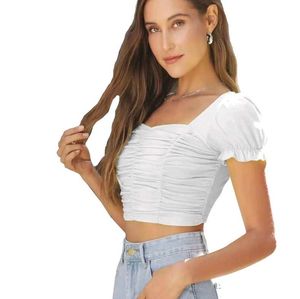 white ruched sleeve top ⋆‧°𓏲ּ𝄢