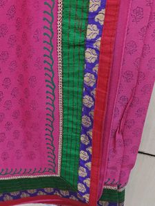 Vibrant Pink Floral Saree