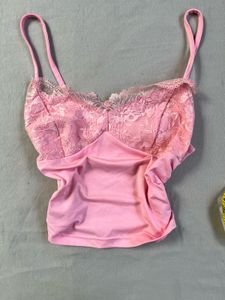 Savana Pink Lace Trim Camisole XS