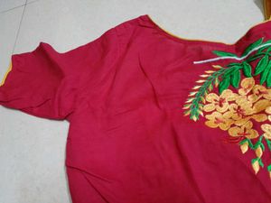 Buy 1 Get one free pink Embroidered Blouse